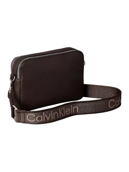 Geantă Calvin Klein Webbing 2X Strap Camera Bag Roșu maro