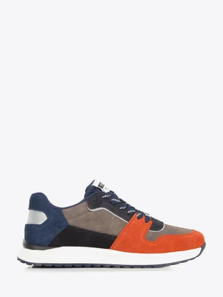 Sneakersy z odblaskową wstawką szaro-pomarańczowe pomarańczowe