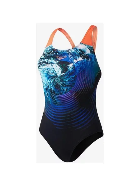 Strój kąpielowy Speedo StormFlow Digital Powerback czarno-niebieski 28 czarny