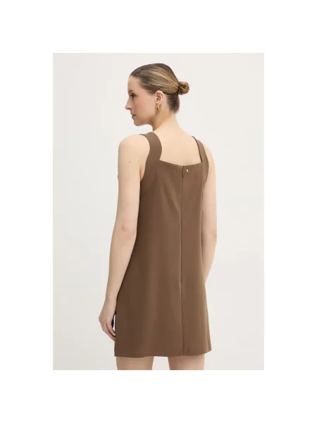 Sukienka mini Armani Exchange bez rękawów brązowa