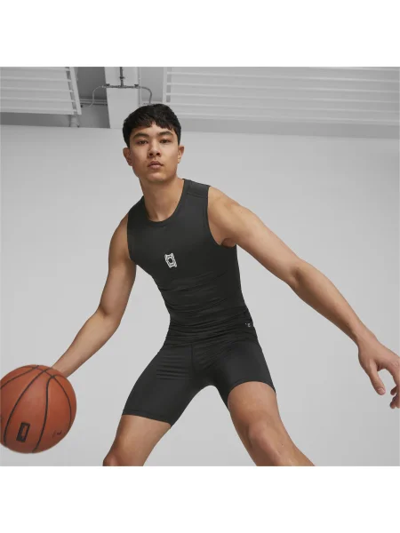 PUMA Tricou funcțional Hoops Team negru alb