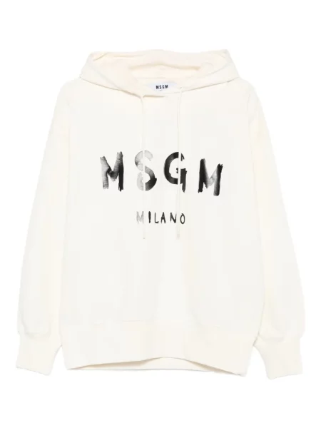 Bluza z kapturem Msgm z nadrukiem biała