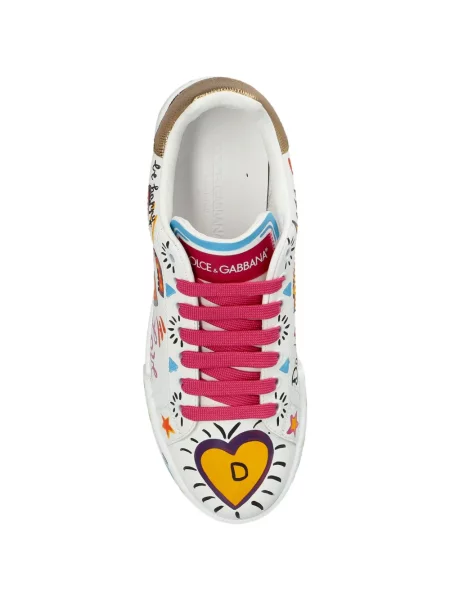 Bőr sneaker Dolce & Gabbana nyomtatás fehér
