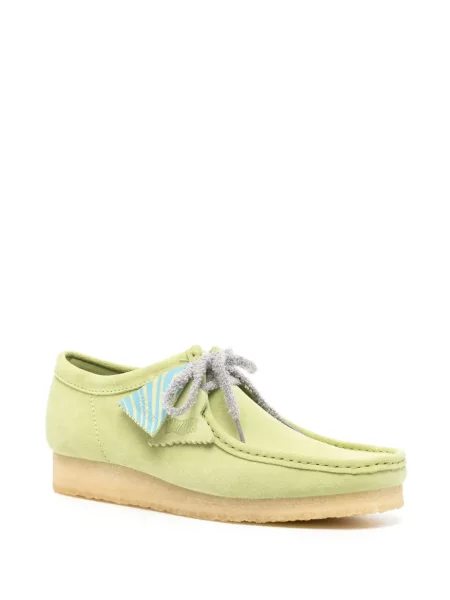 Półbuty Clarks skórzane zielone