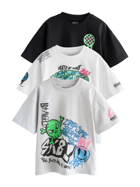 Next Tricou gri deschis / roz / negru alb