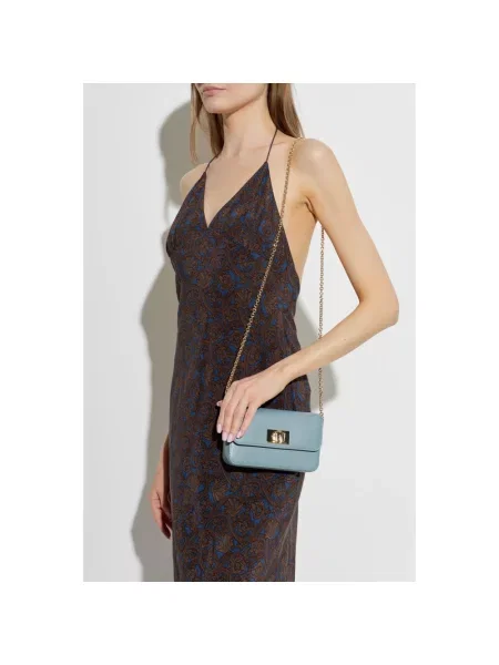 Furla torebka crossbody skórzana niebieska