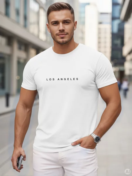 T-shirt z napisem Los Angeles Dstreet biały