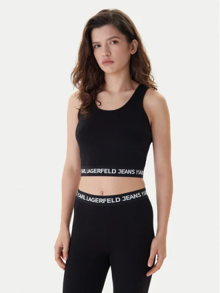 Top din denim Karl Lagerfeld Jeans negru