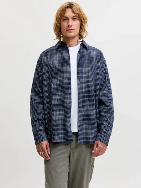 JACK & JONES Cămașă JJCARTER bleumarin / albastru închis alb