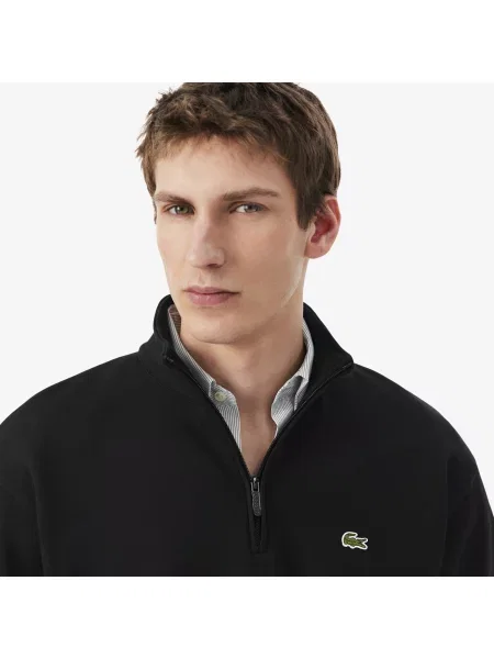 Lacoste Bluza Z Kołnierzem Na Z Dresówki czarna