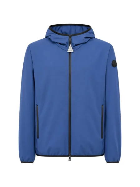 Geacă Moncler cu glugă albastru