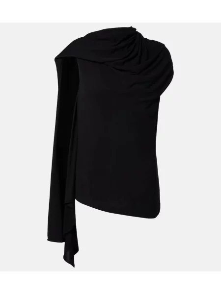 Top The Row din jerseu drapat negru