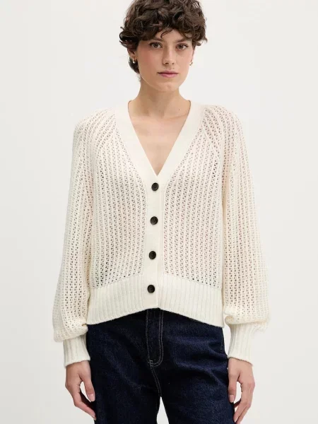 Sisley kardigan z dodatkiem wełny beżowy