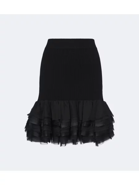 Fustă Nina Ricci de lână cu volane negru