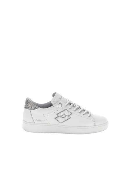 Sneakersy Lotto skórzane w wężowy wzór z logo białe