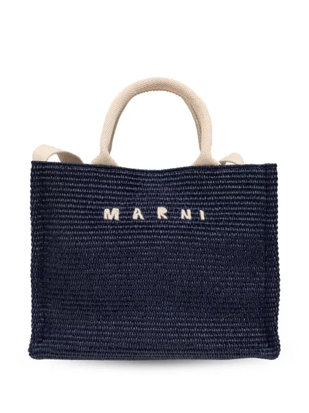 Geantă Marni cu broderie albastru