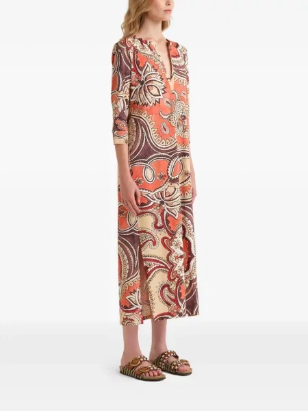 Rochie midi Maliparmi cu imagine cu model paisley portocaliu