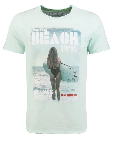 Key Largo Tricou KLMonarch Beach verde mentă / negru alb