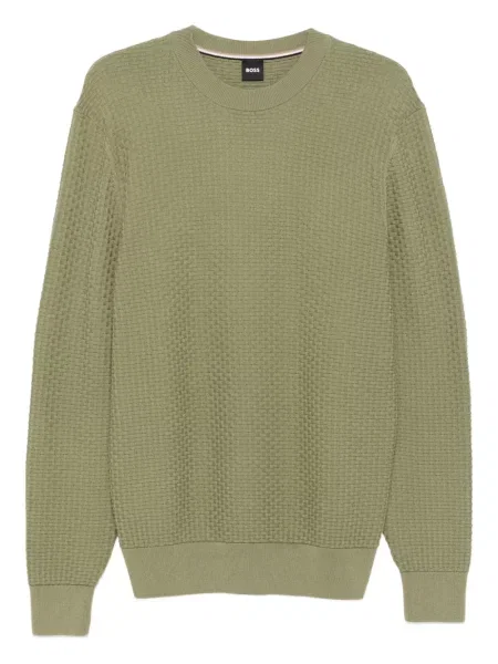 Hanorac crewneck Boss tricotate verde