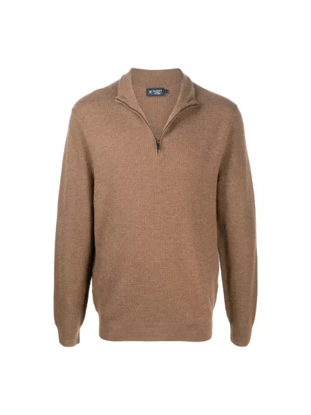 Sweter z golfem Hackett do golfa brązowy