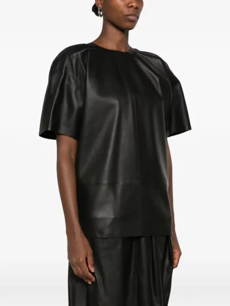 Scurt tricou Toteme din piele negru