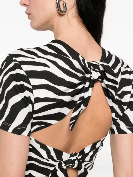 Top The Attico z nadrukiem w zebrę wiązany czarny