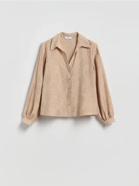 Reserved Košeľa s vyšívaným vzorom béžová