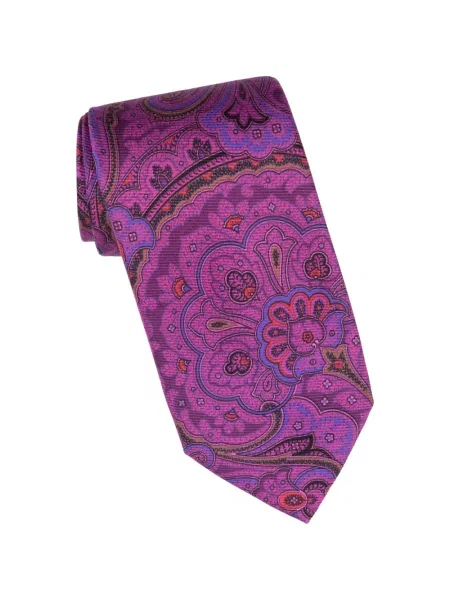 Μεταξωτή γραβάτα Elizabetta με σχέδιο paisley μωβ