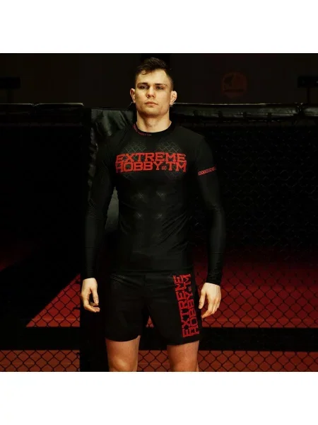 Koszulka sportowa Rashguard do MMA EXTREME HOBBY BLACK ARMOUR czarna