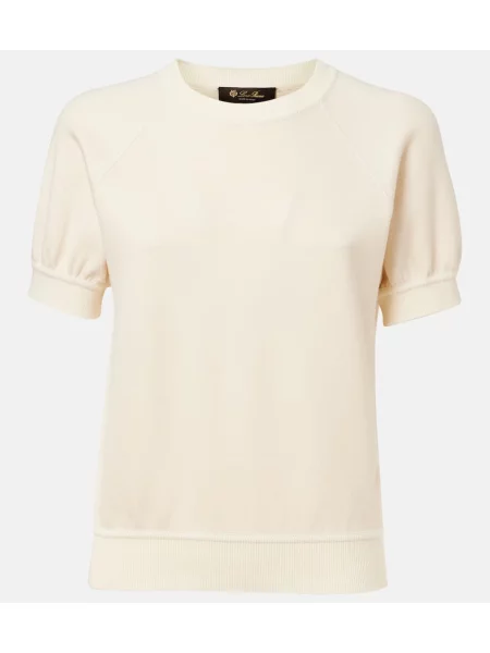 Tricou Loro Piana de mătase alb