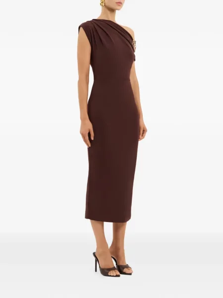 Rochie midi Rebecca Vallance cu un umăr gol maro