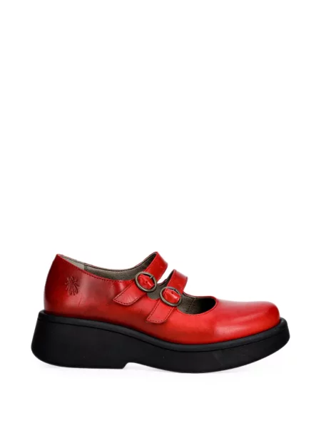 Pantofi cu toc Fly London cu platformă cu cataramă cu bretele roșu