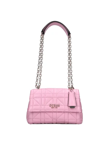 Torebka crossbody Guess skórzana pikowana różowa