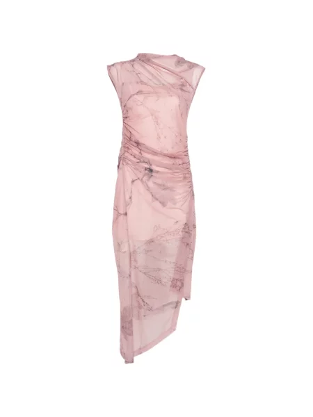 Rochie midi Feng Chen Wang cu volane asimetrică până la genunchi roz