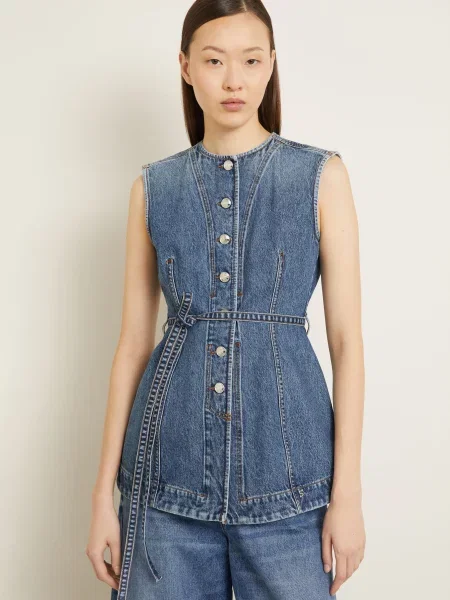 Sportmax Kamizelka Jeansowa Spddominio blau niebieska