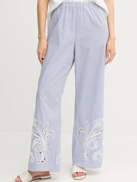 Kalhoty Tommy Hilfiger široké high waist modrá