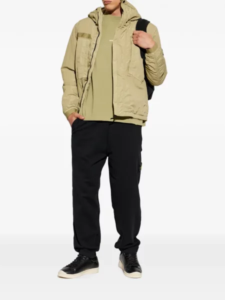 Geacă Stone Island cu glugă cu strasuri verde