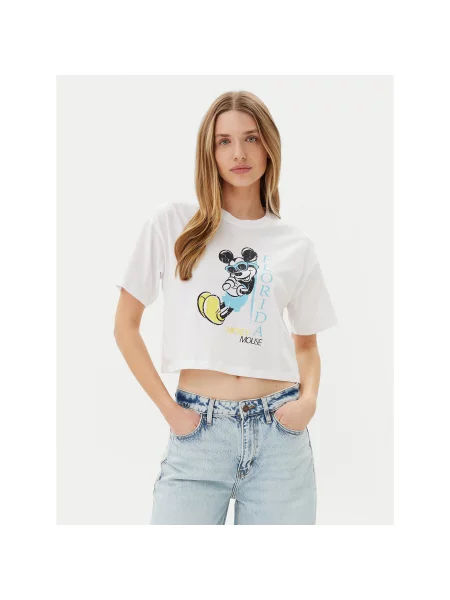 ONLY T-Shirt Mickey Minnie Regular Fit λευκό
