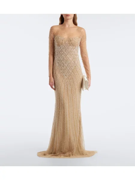 Rochie Georges Hobeika din tul bej