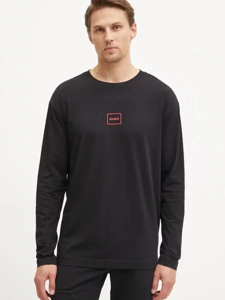 HUGO Tričko s dlhým rukávom Laze Longsleeve čierna