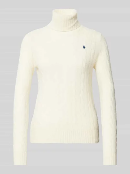 Sweter z dzianiny o kroju regular fit z mieszanki bawełny i kaszmiru Ralph Lauren beżowy