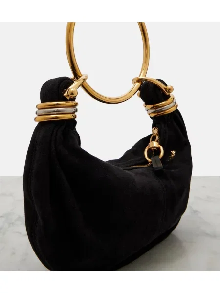Top Chloé din piele de căprioară negru