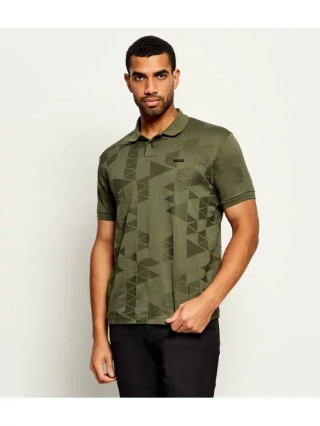 Tricou polo Boss Green verde