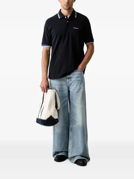 Koszulka polo Armani Exchange z nadrukiem niebieska