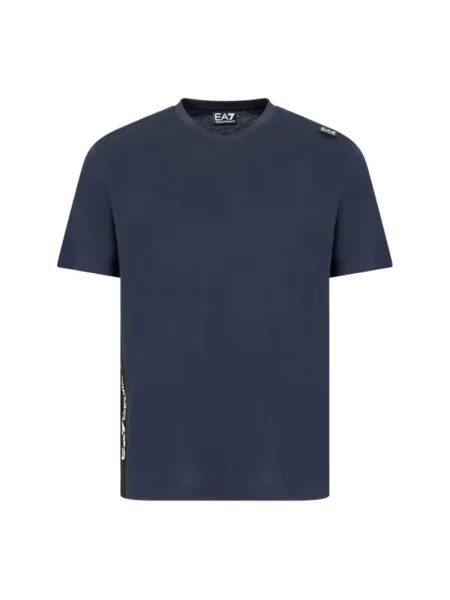 Koszulka Stripe Contrast Logo krótki rękaw granatowa S niebieska