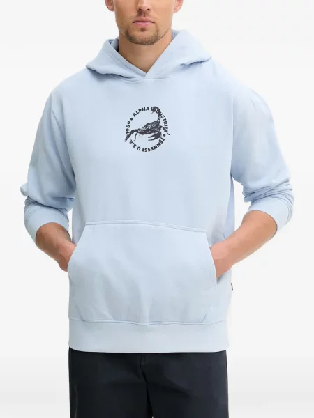 Hanorac cu glugă Alpha Industries cu imagine albastru