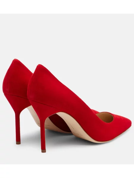 Pantofi cu toc Manolo Blahnik din piele de căprioară roșu