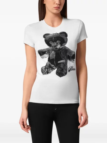 Tricou Philipp Plein de cristal teddy alb