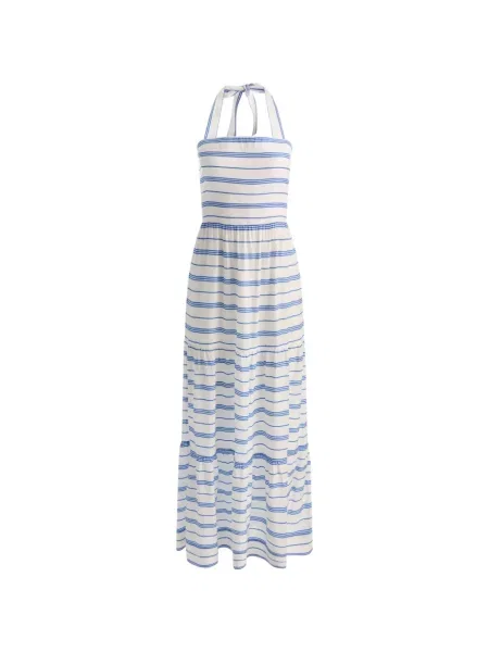 Rochie maxi Alice + Olivia cu gât halter alb