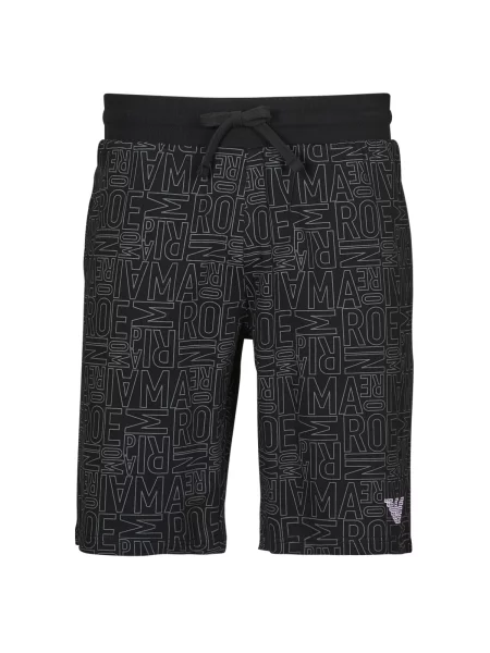 Pantaloni Emporio Armani din material terry cu autograf negru